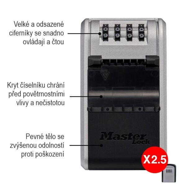 Nástenná bezpečnostná schránka Master Lock 5481EURD - Image 6