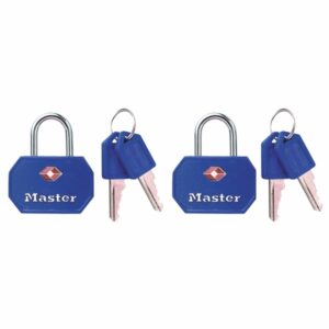 Set 2 ks visiacich zámkov Master Lock TSA 4681EURTBLR - modrý