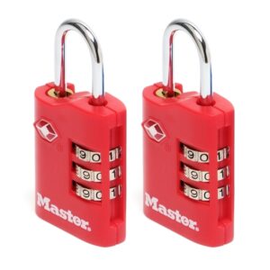 Set 2 ks kombinačných visiacich zámkov Master Lock TSA 4686EURT - červený