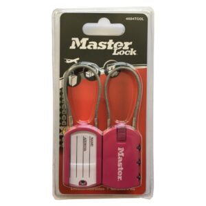 Set 2 ks visiacich zámkov pre batožinu 4684EURTCOL - Master Lock - ružový