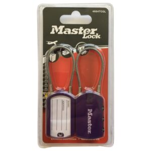 Set 2 ks visiacich zámkov pre batožinu 4684EURTCOL - Master Lock - fialový