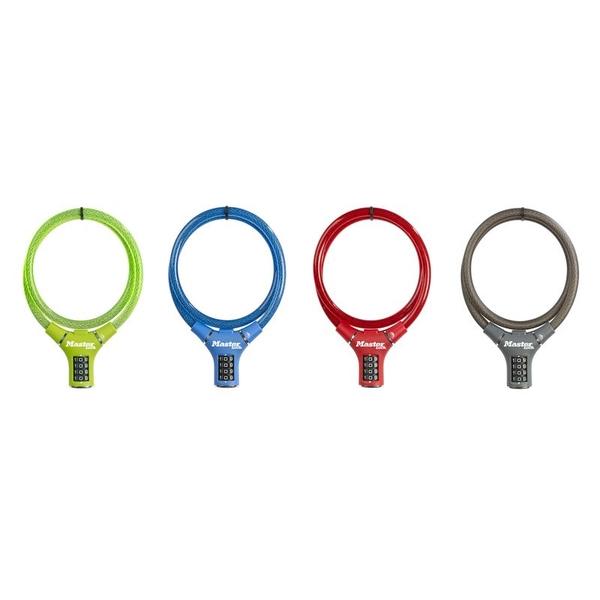 SET Oceľové kombinačné lanko na bicykel Master Lock 8229EURDPROCOL (1 balenie / 4ks)